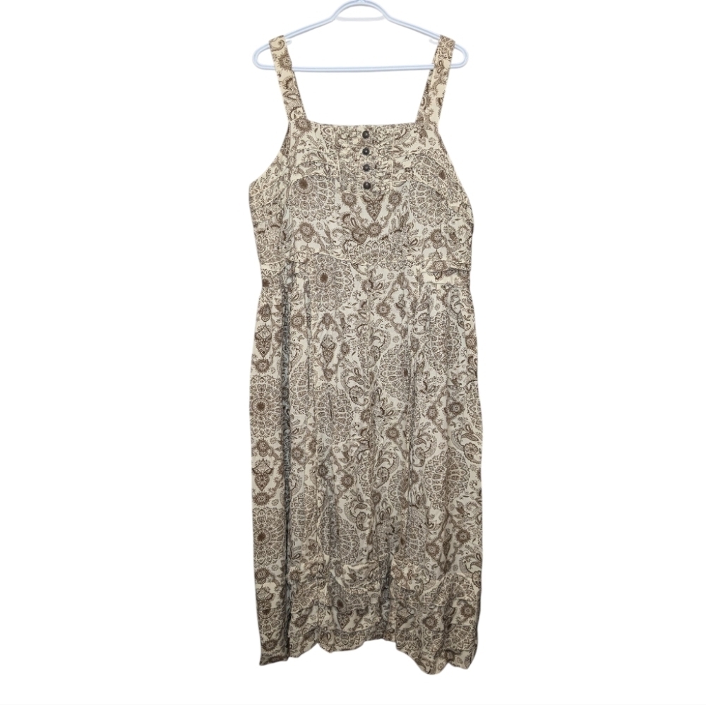 Y2K Denim 24/7 Brown Cream Boho Paisley Print Midi/Maxi Sundress - Size 22W